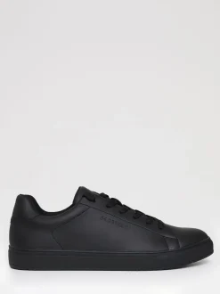 Threadbare Black PU Court Trainers