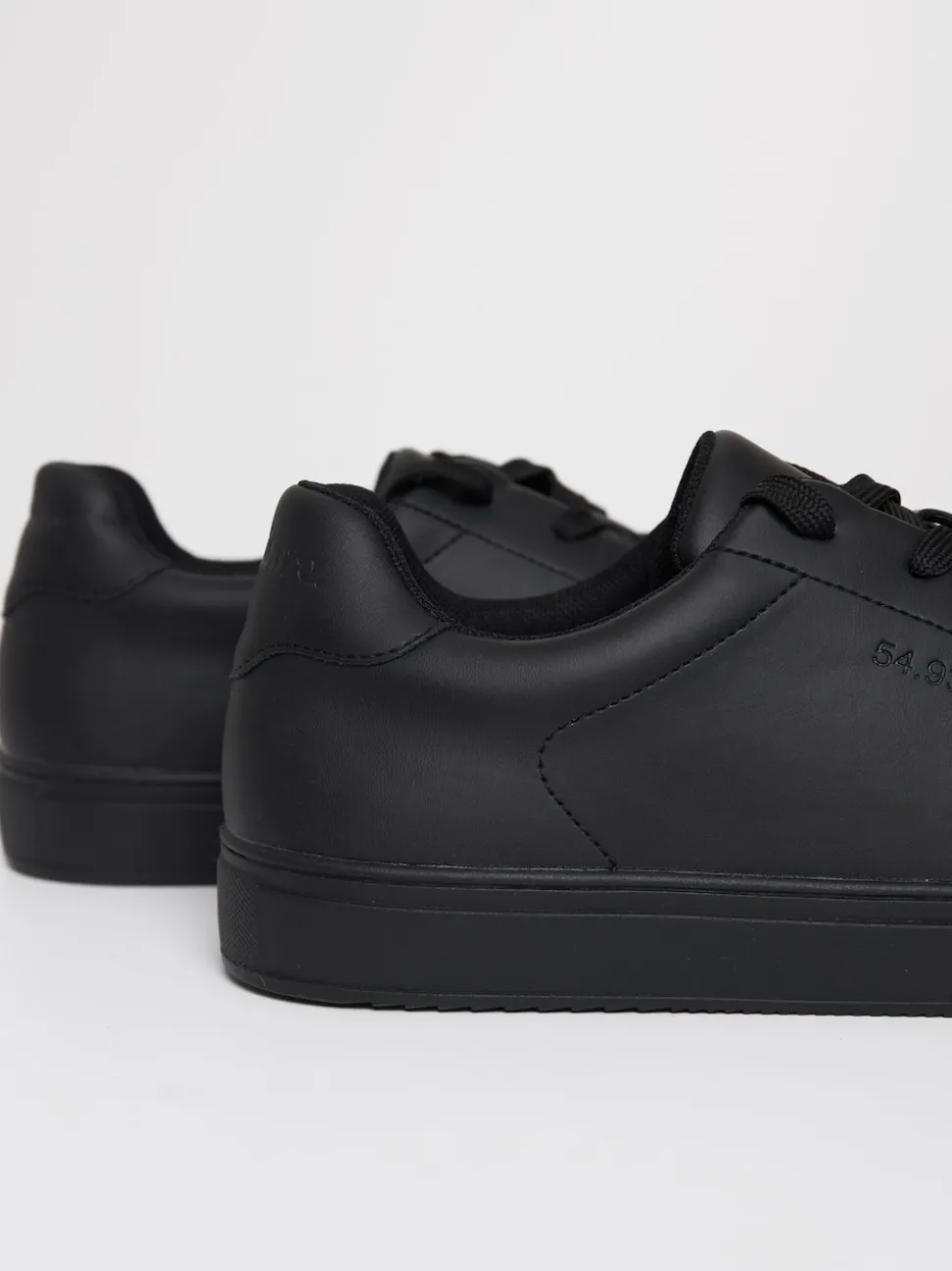 Threadbare Black PU Court Trainers