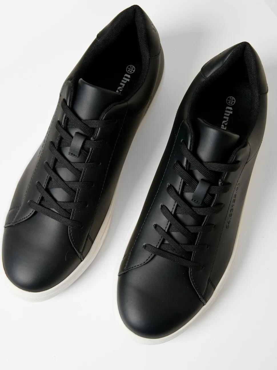 Threadbare Black PU Court Trainers