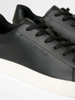 Threadbare Black PU Court Trainers