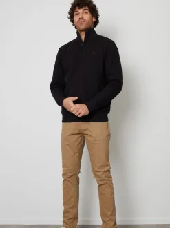 Threadbare Black Quarter Zip Neck Sweatshirt