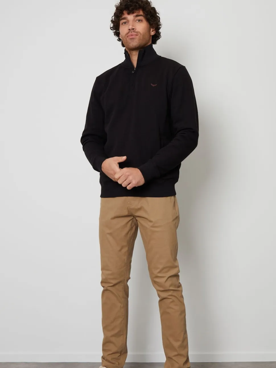 Threadbare Black Quarter Zip Neck Sweatshirt