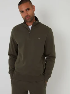 Threadbare Black Quarter Zip Neck Sweatshirts 2 Pack