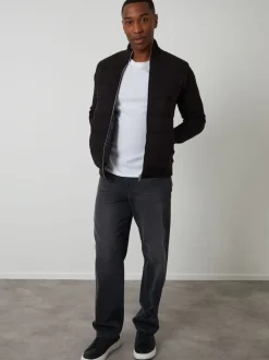 Threadbare Black Quilted Zip-Up Knitted Jacket