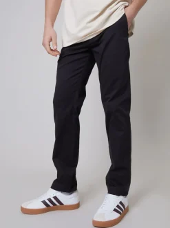 Threadbare Black Regular Fit Chino Trousers with Stretch