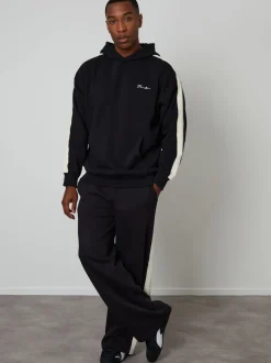Threadbare Black Relaxed Fit Side Stripe Hoodie