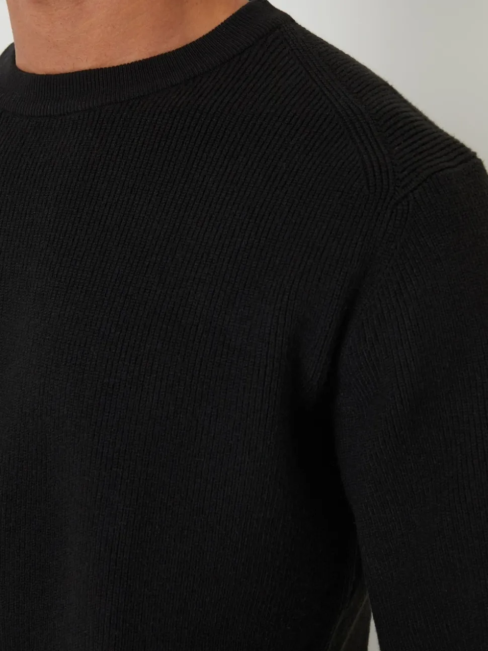 Threadbare Black Rib Knit Crew Neck Jumper