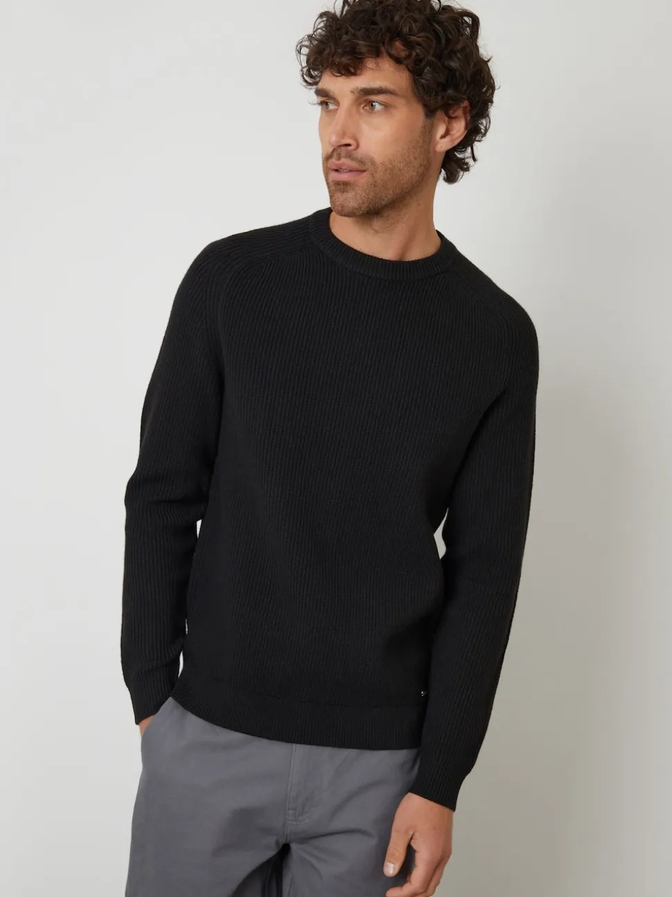 Threadbare Black Saddle Sleeve Knitted Crew Neck Jumper