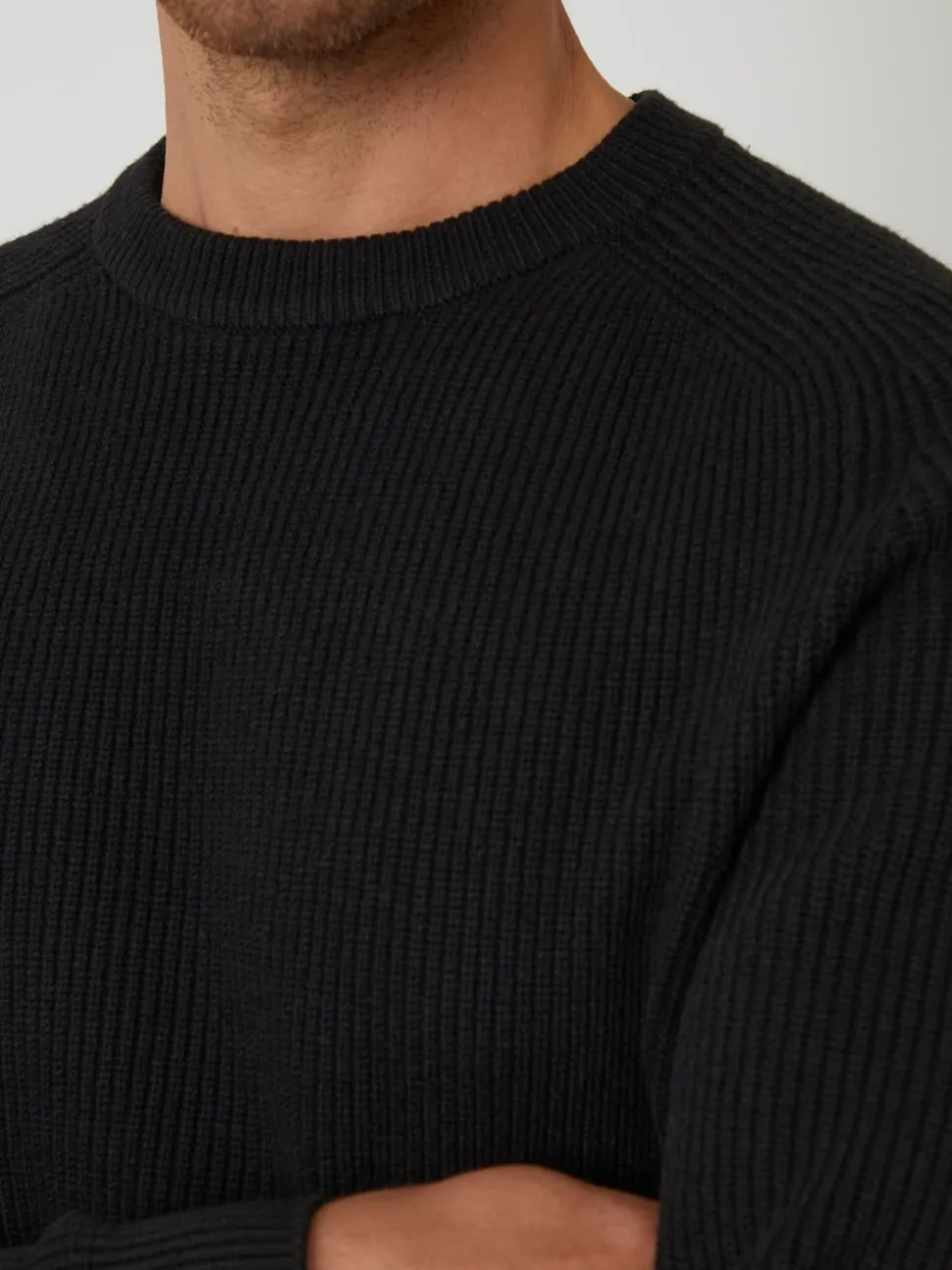 Threadbare Black Saddle Sleeve Knitted Crew Neck Jumper