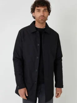 Threadbare Black Showerproof Padded Longline Trench Coat