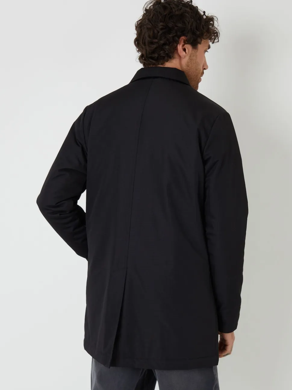 Threadbare Black Showerproof Padded Longline Trench Coat