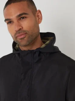 Threadbare Black Showerproof Zip Up Hooded Raincoat