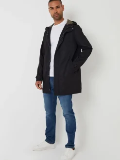 Threadbare Black Showerproof Zip Up Hooded Raincoat