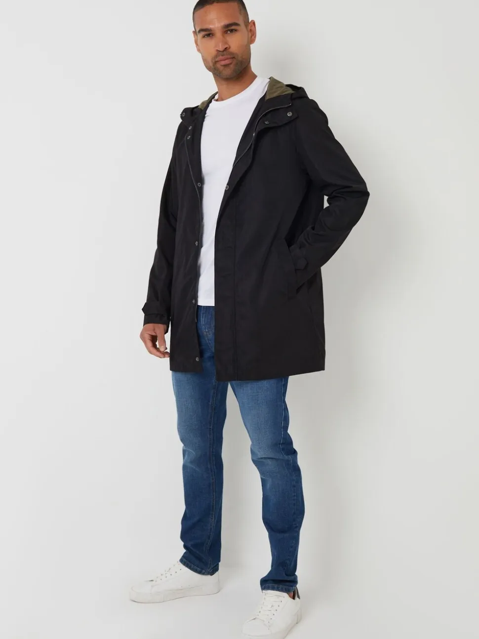 Threadbare Black Showerproof Zip Up Hooded Raincoat