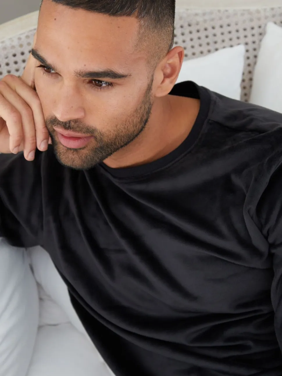 Threadbare Black Soft Touch Velour Loungewear Set