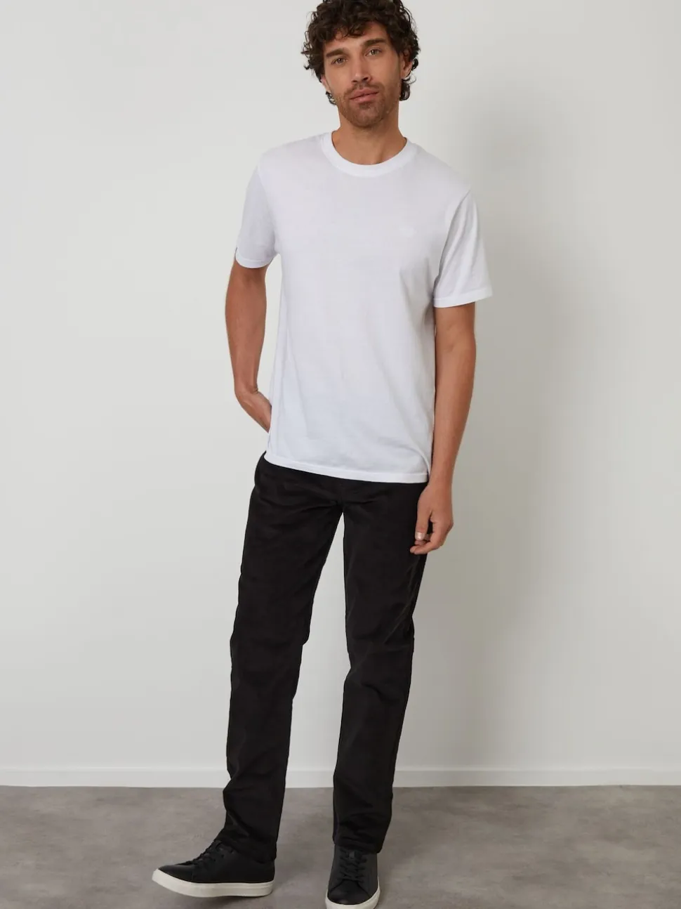 Threadbare Black Straight Leg 5 Pocket Stretch Corduroy Trousers