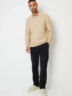 Threadbare Black Straight Leg Canvas Trousers With Stretch