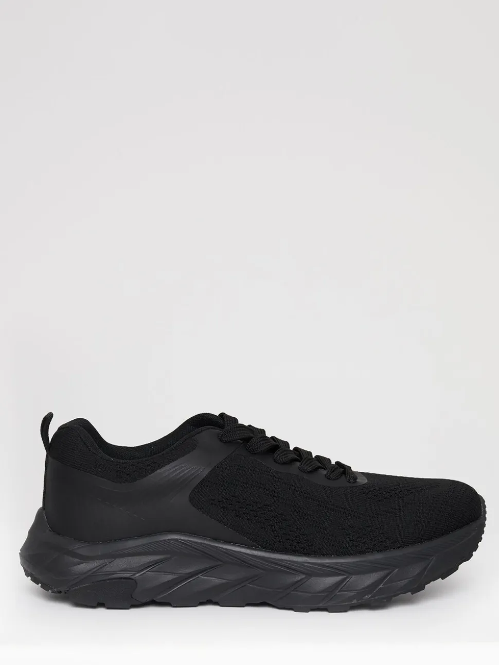 Threadbare Black Textured Slip On Trainers