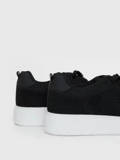 Threadbare Black Textured Trainers