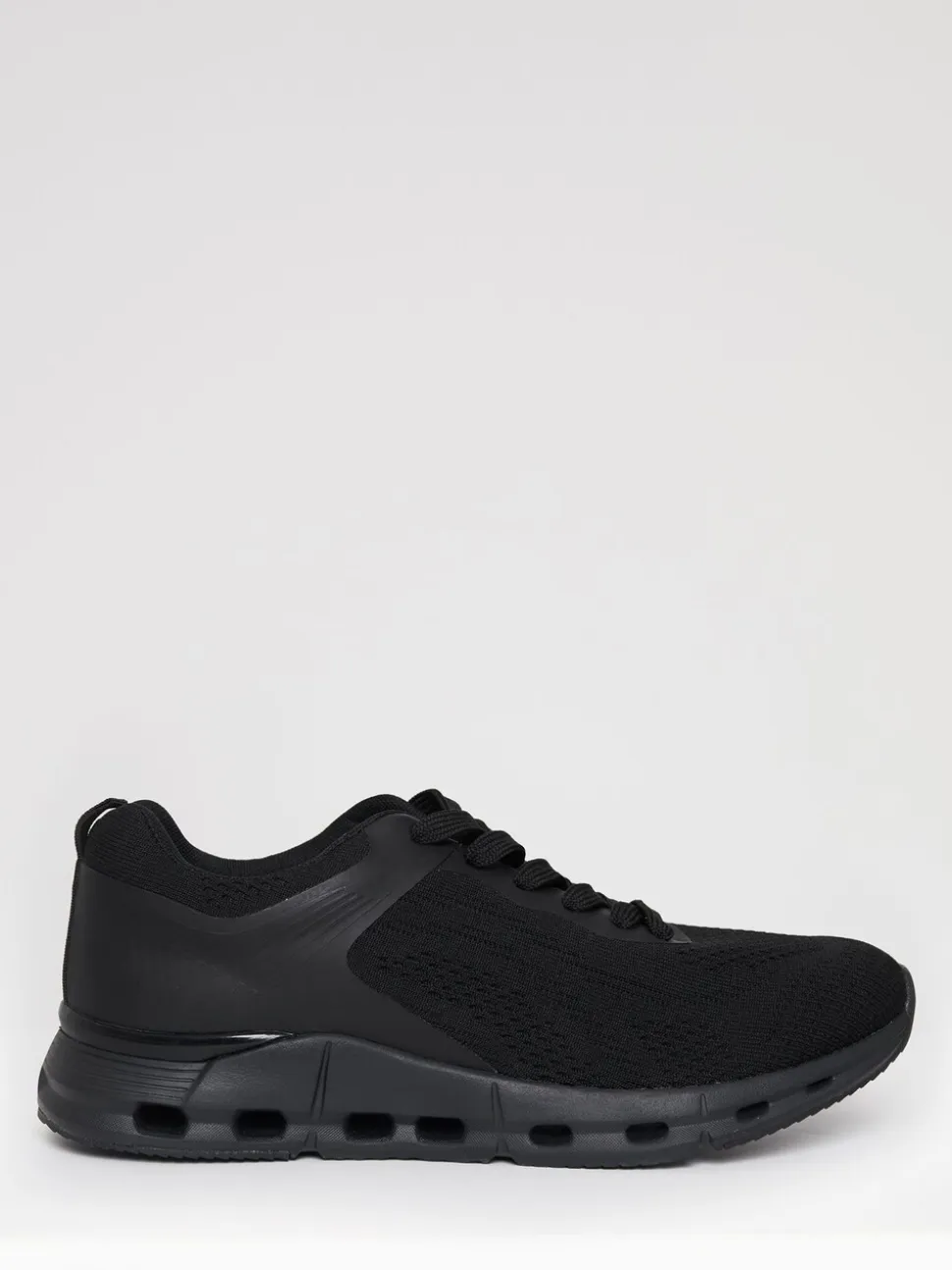 Threadbare Black Textured Slip On Trainers