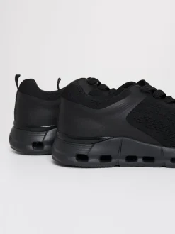 Threadbare Black Textured Slip On Trainers