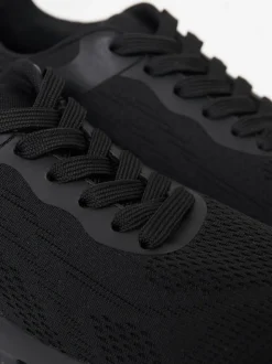 Threadbare Black Textured Slip On Trainers