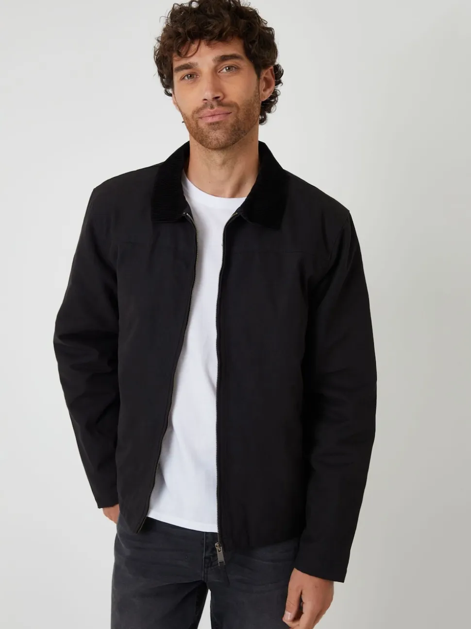 Threadbare Black Zip Through Lightweight Jacket With Quilting
