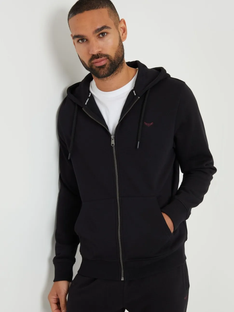 Threadbare Black Zip Through Hoodie