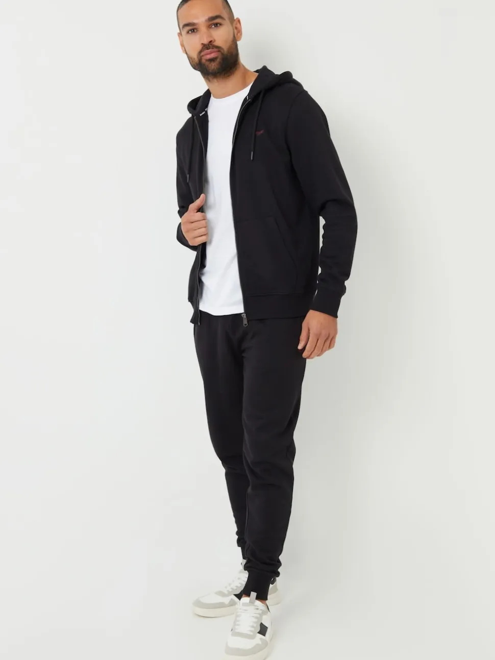 Threadbare Black Zip Through Hoodie
