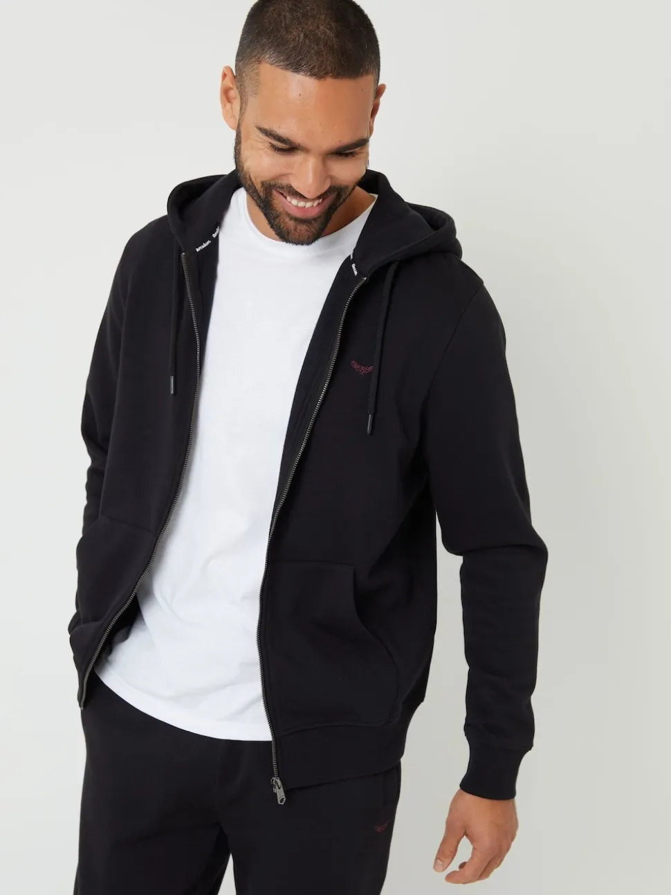 Threadbare Black Zip Through Hoodie