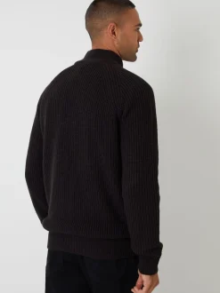 Threadbare Black Zip Up Cardigan with Microfleece Lining
