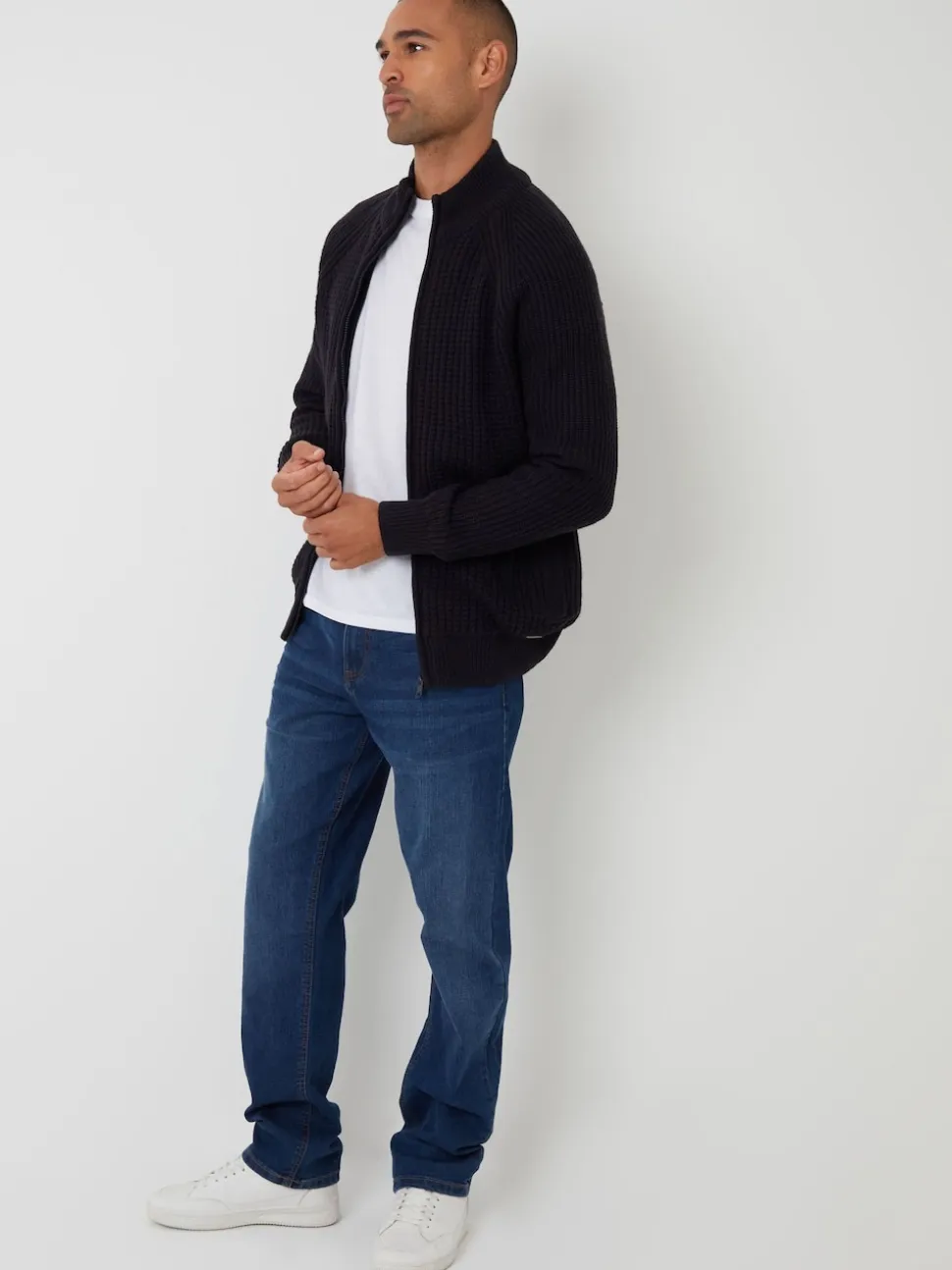 Threadbare Black Zip Up Cardigan with Microfleece Lining