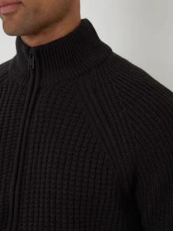 Threadbare Black Zip Up Cardigan with Microfleece Lining
