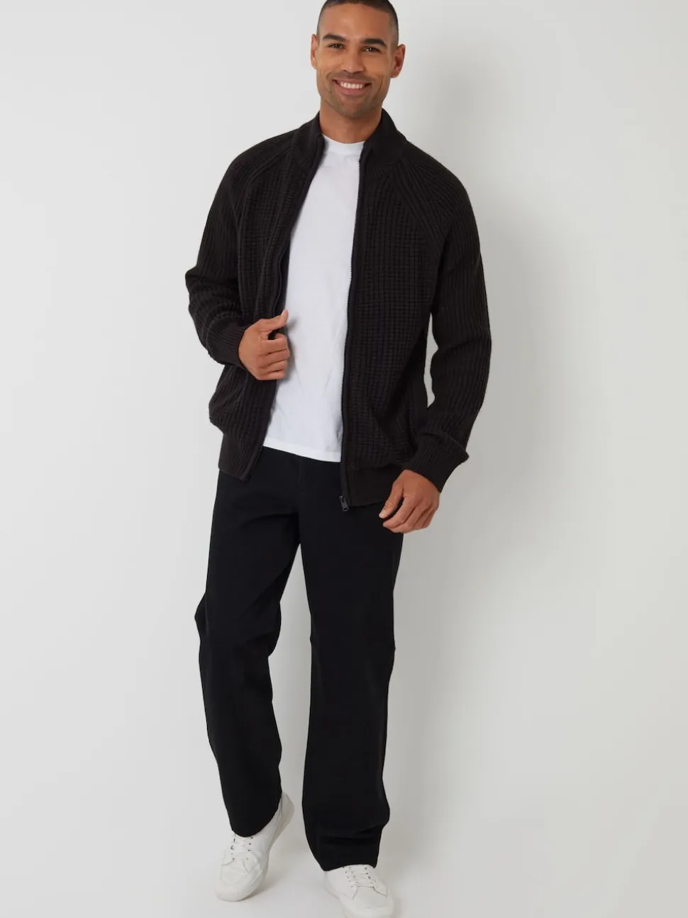 Threadbare Black Zip Up Cardigan with Microfleece Lining