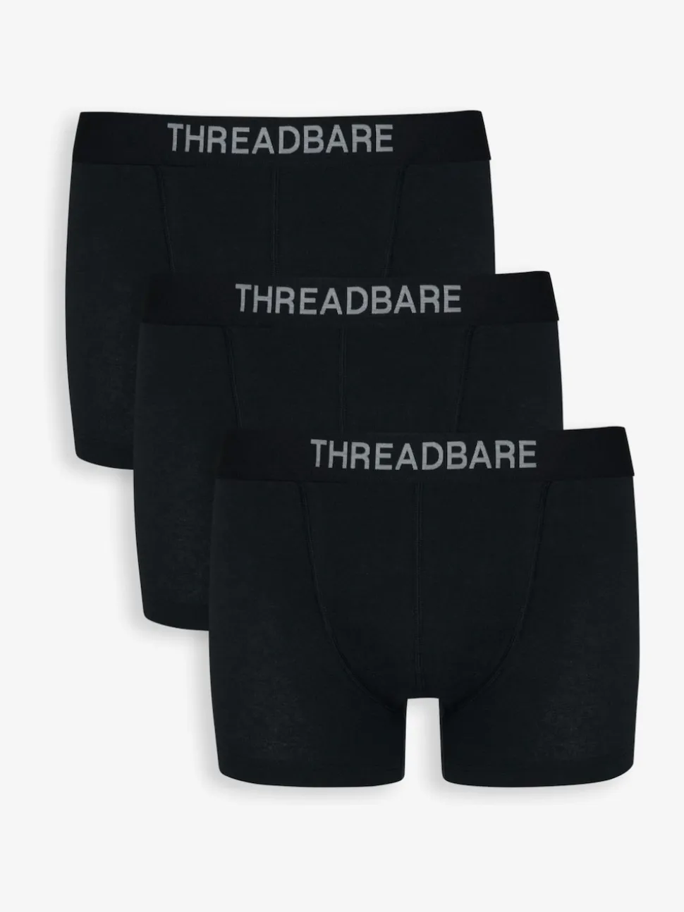 Threadbare Black/Grey Hipster Fit Boxer Shorts 3 Pack