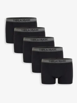 Threadbare Black/Grey Hipster Fit Boxer Shorts (5 Pack)