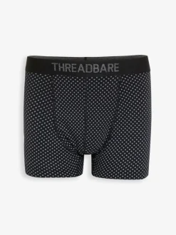 Threadbare Black/Grey/White Hipster Fit Boxer Shorts (5 Pack)