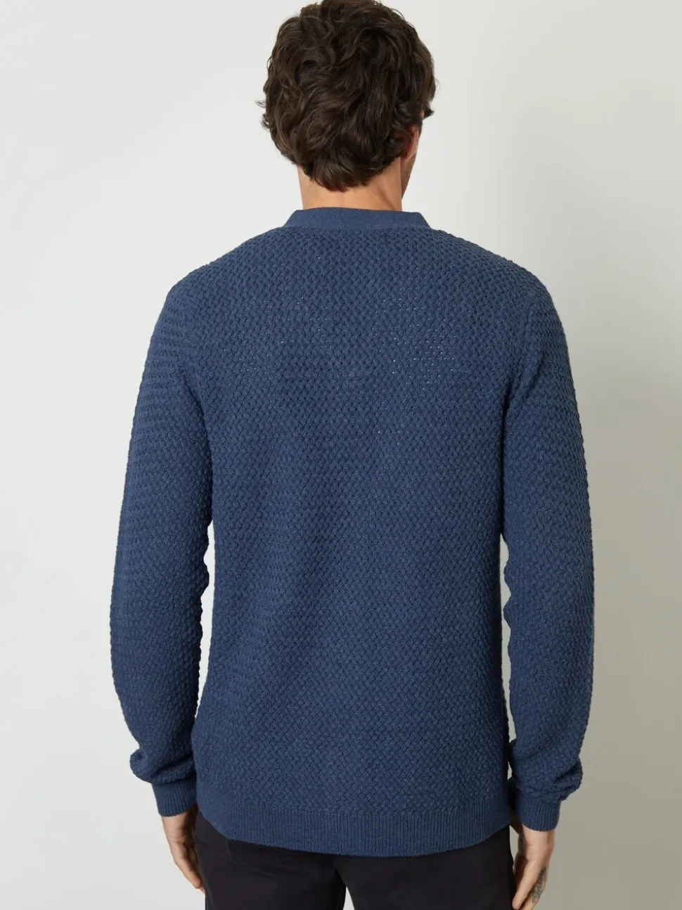 Threadbare Blue Basket Stitch Cardigan