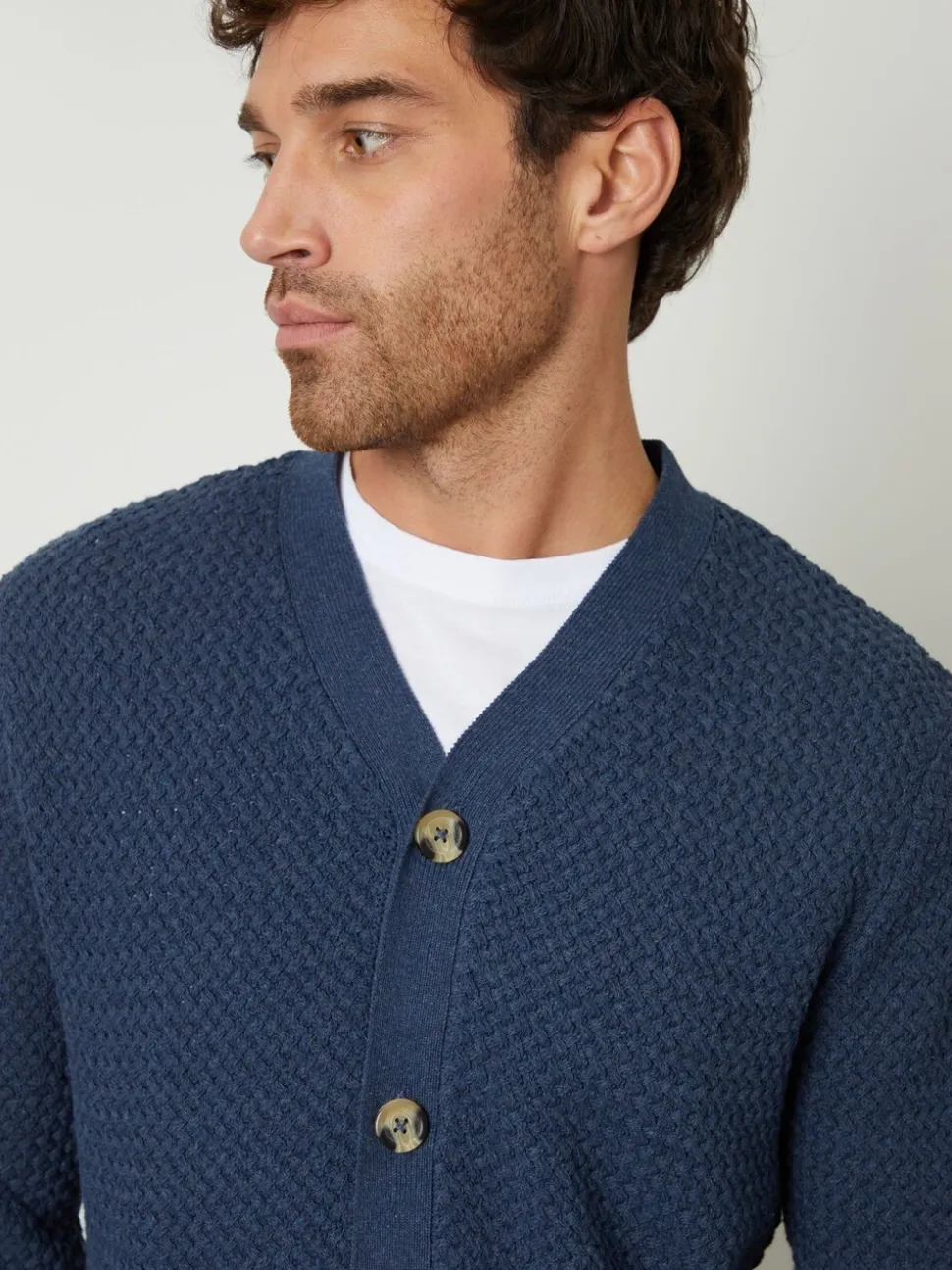 Threadbare Blue Basket Stitch Cardigan