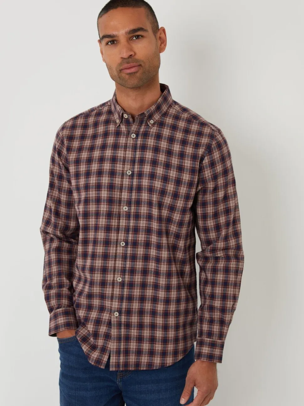Threadbare Blue Brushed Flannel Check Long Sleeve Shirt