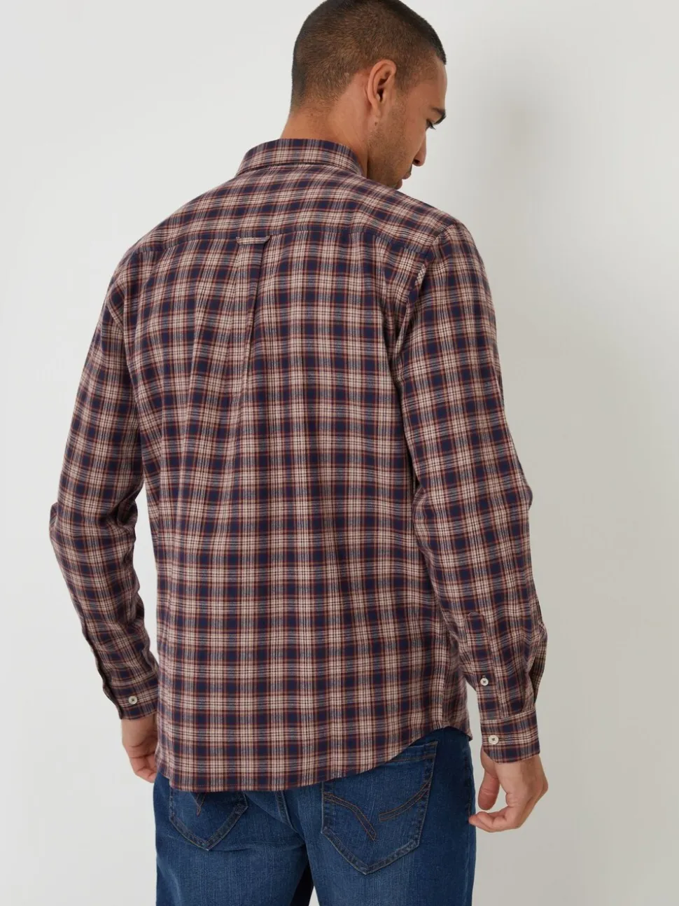 Threadbare Blue Brushed Flannel Check Long Sleeve Shirt