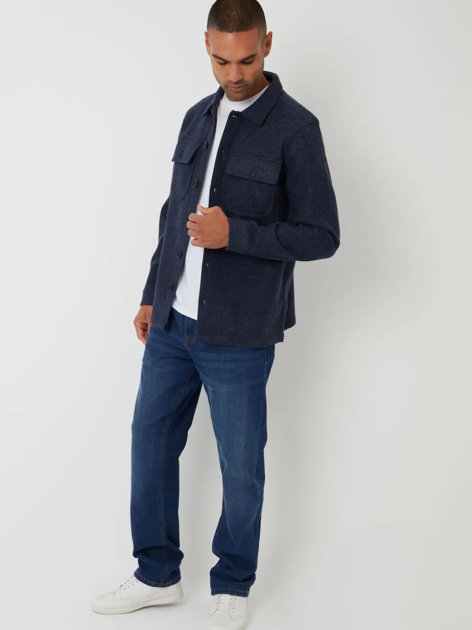 Threadbare Blue Faux Fur Wool Button Up Shacket