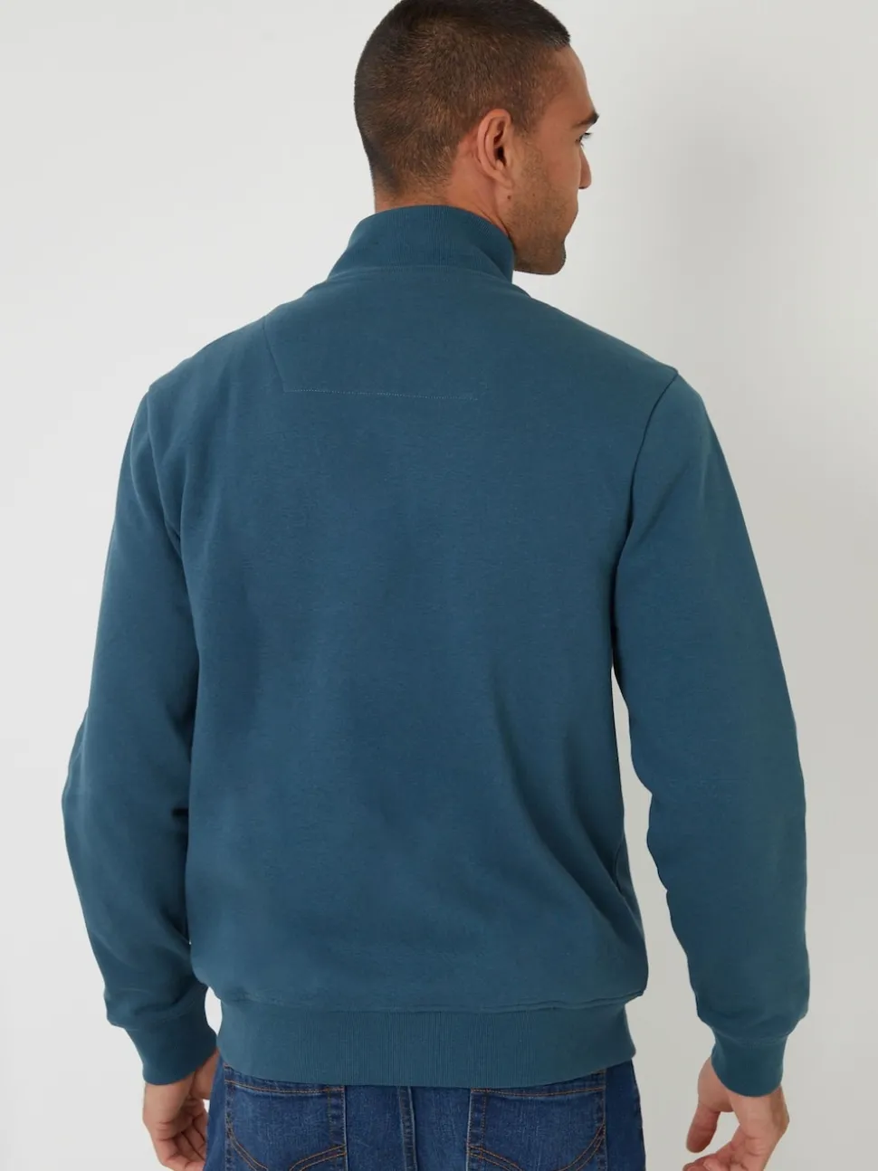 Threadbare Blue Funnel Quarter Zip Through Sweatshirt