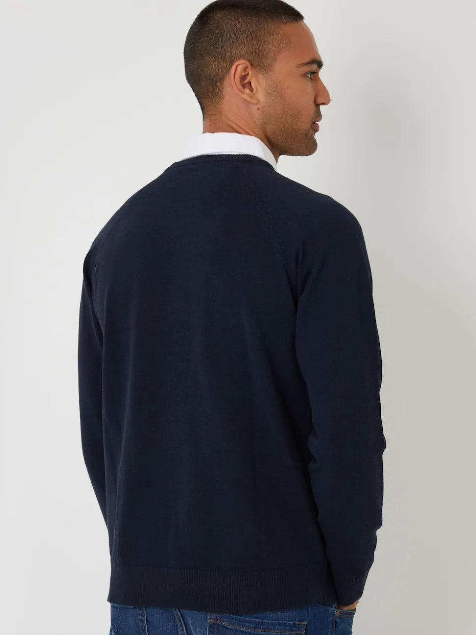 Threadbare Blue Mock Shirt Raglan Knitted Jumper