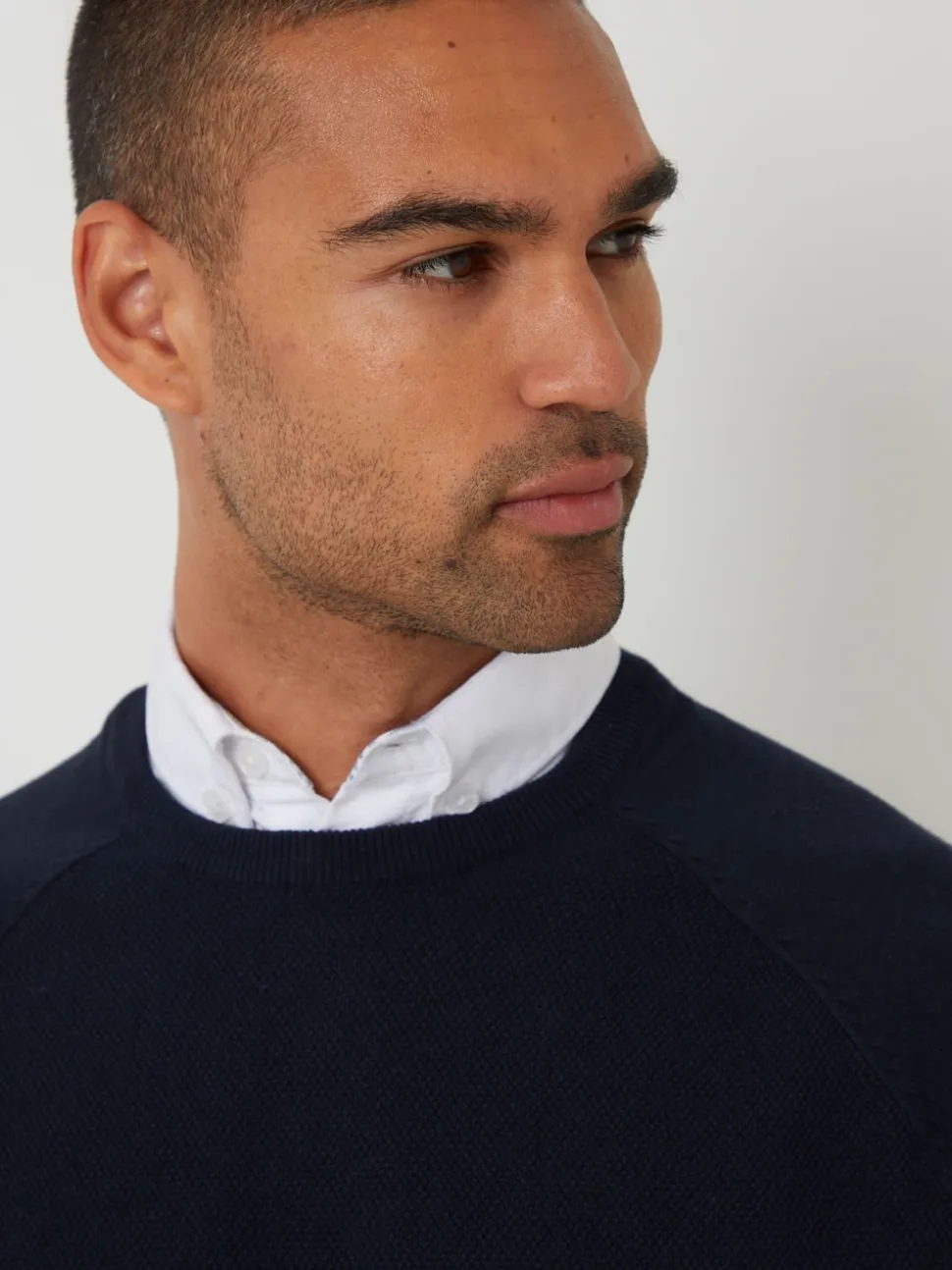 Threadbare Blue Mock Shirt Raglan Knitted Jumper