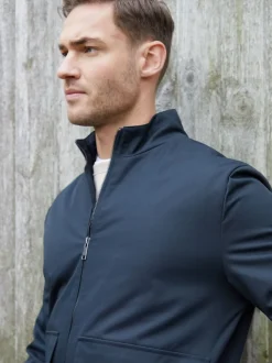 Threadbare Blue Patch Pocket Funnel Neck Harrington Style Jacket