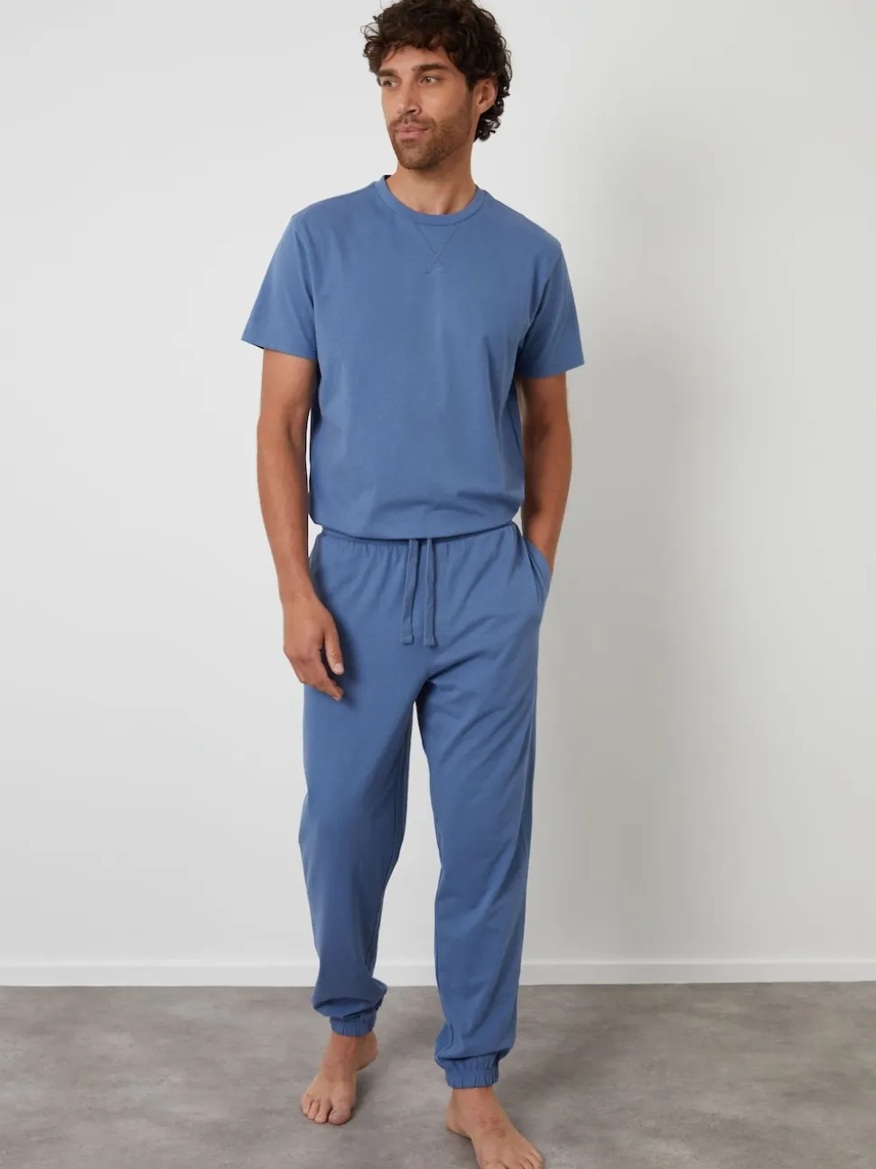 Threadbare Blue Peached Cotton Pyjamas Set