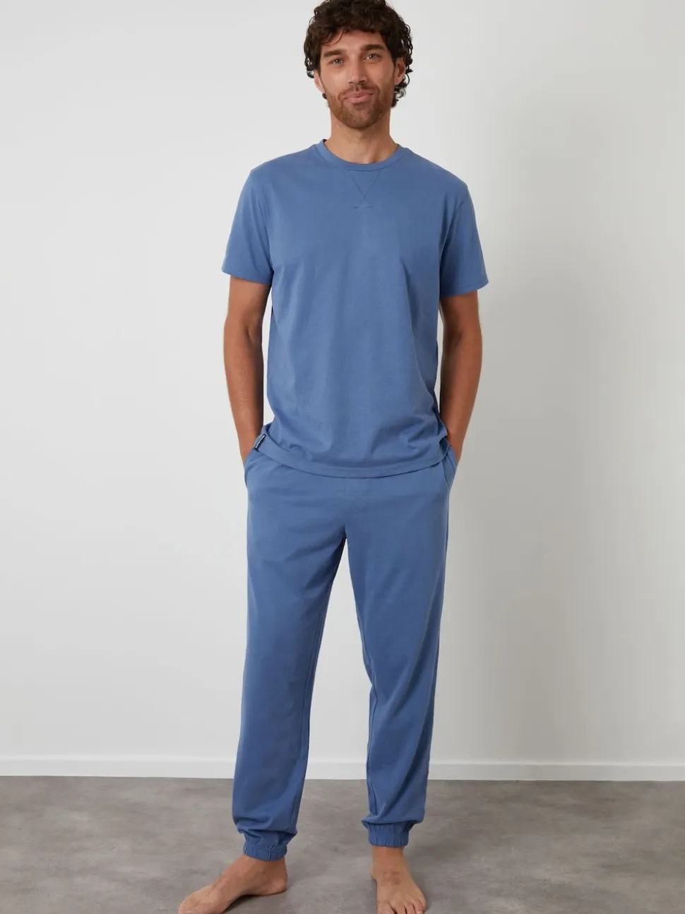 Threadbare Blue Peached Cotton Pyjamas Set