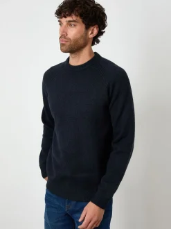Threadbare Blue Raglan Rib Knitted Crew Neck Jumper