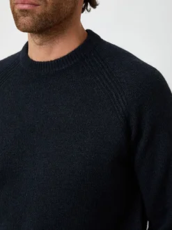 Threadbare Blue Raglan Rib Knitted Crew Neck Jumper